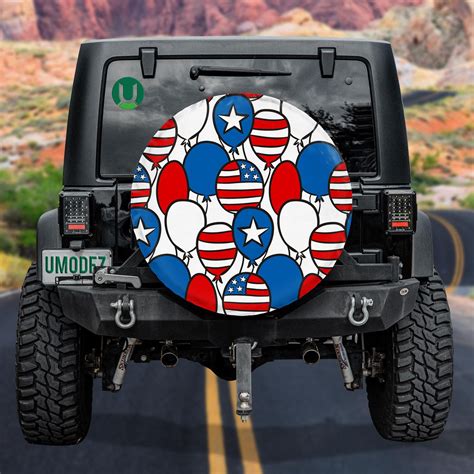 Hand Drawn Patriotic American Flag Balloons Pattern Spare Tire Cover – Jeep Tire Covers ...