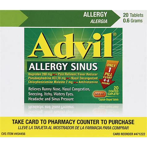 Advil® Allergy Sinus Pain Reliever/Fever Reducer, Decongestant ...