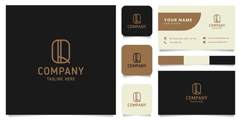 Simple and Minimalist Gold Line Art Letter Q Logo with Business Card Template 2168844 Vector Art ...