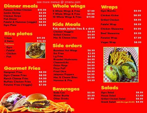 Menu at Tony's Sandwich King restaurant, Mounds View, Highway 10