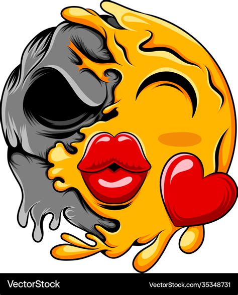 Love emoticon with big kiss lips change Royalty Free Vector