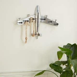 White Wood 1 Shelf and 6 Hangers Wall Hook - 25 x 4 x 18 - On Sale ...