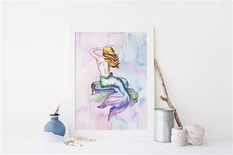 Watercolor Mermaid Wall Art Print | Decorative Illustrations ~ Creative Market