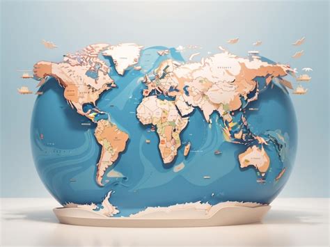 Premium AI Image | World Map 3D Rendering in the Style of a Vintage Globe