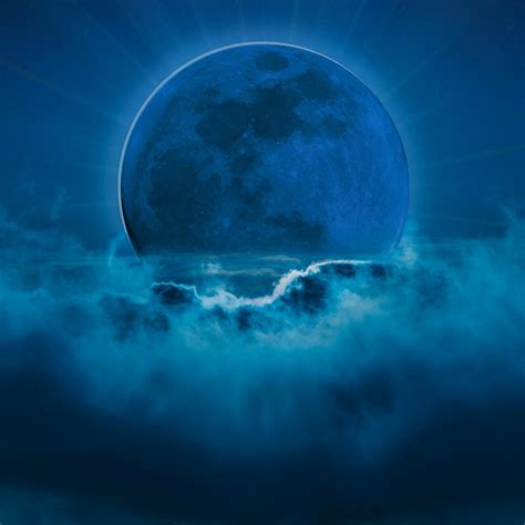 Blue moon Wallpaper 4K, Night, Surreal, Blue background