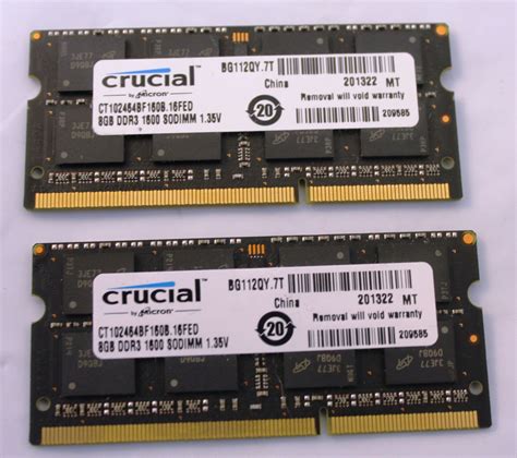 Crucial Laptop Memory Module CT102464BF160B.16FED 8GB X2 16GB DDR3 1600 ...