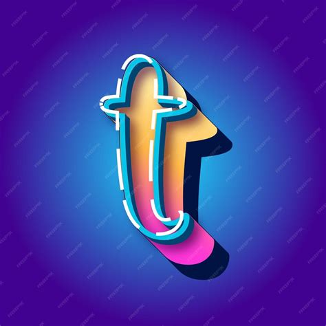 Premium Vector | A neon letter t with a blue background.