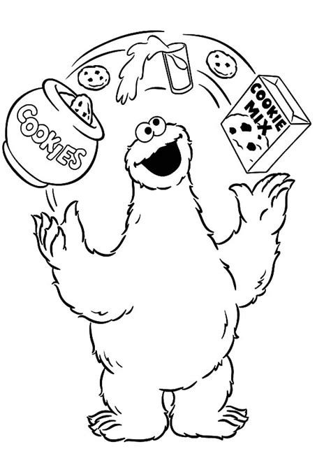 Baby Cookie Monster Coloring Pages : Baby Cookie Monster And Elmo ...