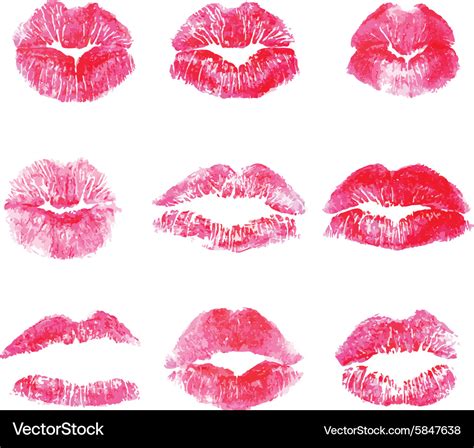 Red lips kisses prints elements Royalty Free Vector Image