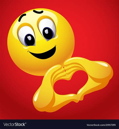 Smiley with heart shape hand sign. Cute smiley emoji being in love. Download a Free Preview or ...