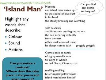 Island Man - KS3 poetry | Teaching Resources