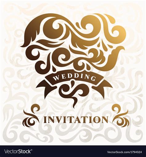 Wedding invitation with heart Royalty Free Vector Image