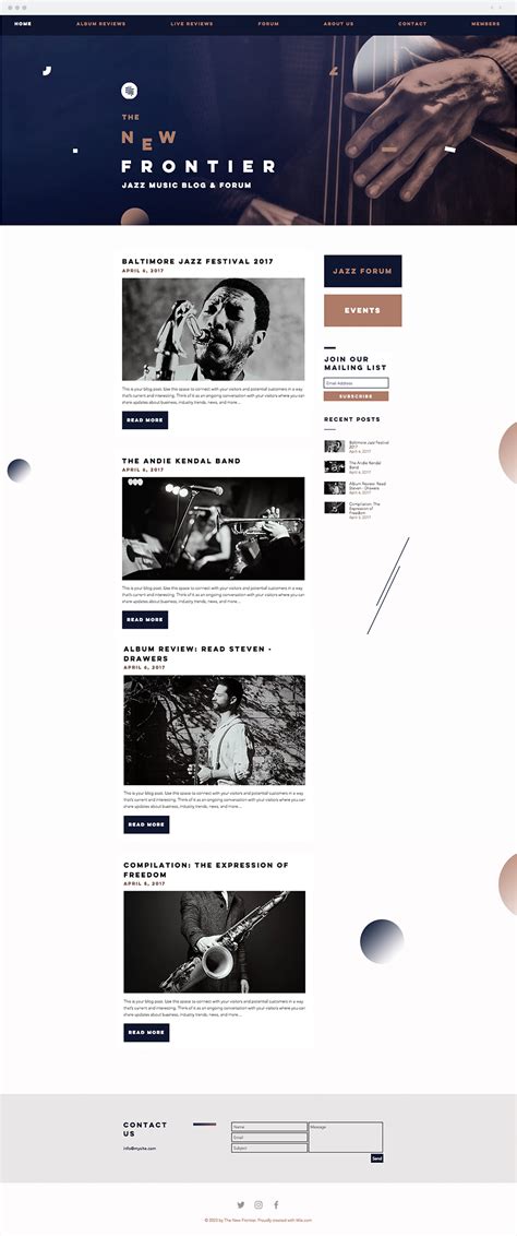 Jazz Music Blog Website Template | Blog website template, Website template, Wix website templates