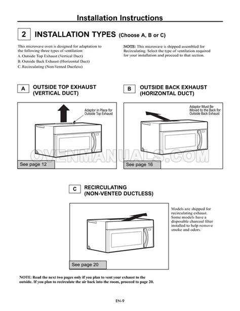 Frigidaire FGMV17WNVF Microwave Oven Installation Instructions