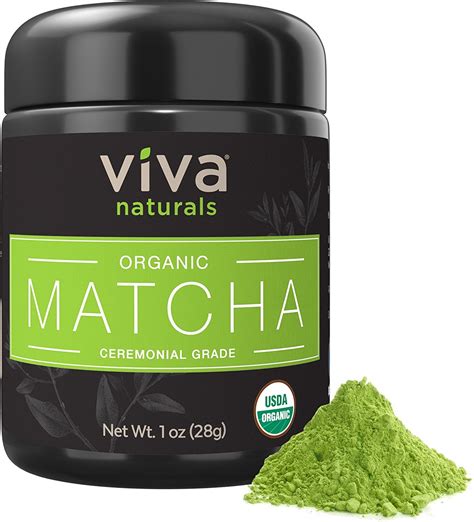 Viva Naturals Organic Matcha Green Tea Powder [1 oz] - Japanese Ceremonial Grade for Lattes ...