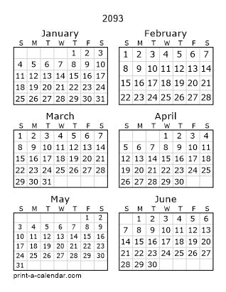 Download 2093 Printable Calendars