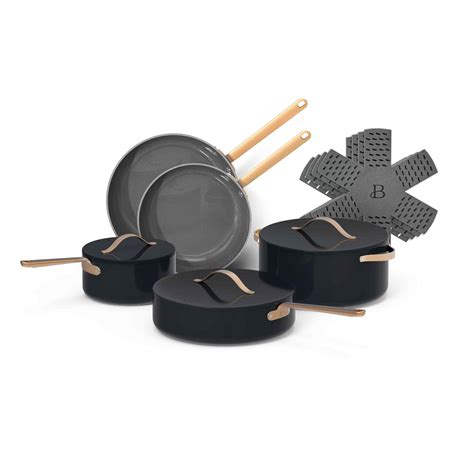 Beautiful 12pc Ceramic Non-Stick Cookware Set, Black Sesame by Drew ...