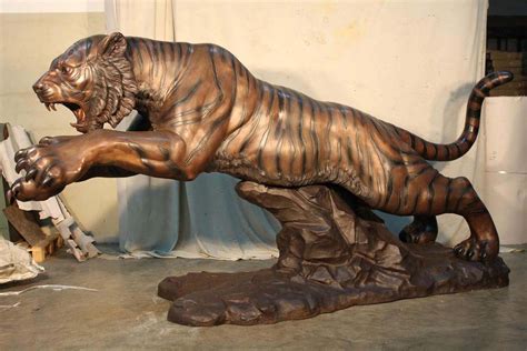 Powerful Majestic Graceful Fierce Captivating Realistic Large Decoration Art of Brass Tiger ...