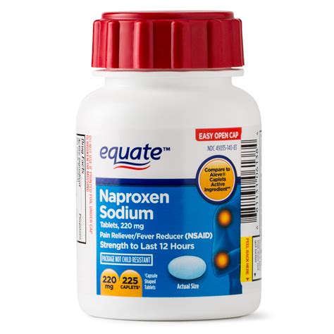 Equate Pain Relief Naproxen Sodium Caplets, 220 mg, 225 Ct - Walmart.com