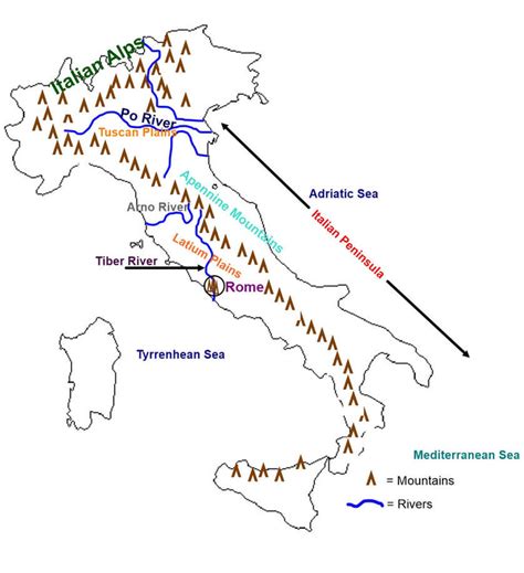 Tiber River Ancient Rome Map Rivers