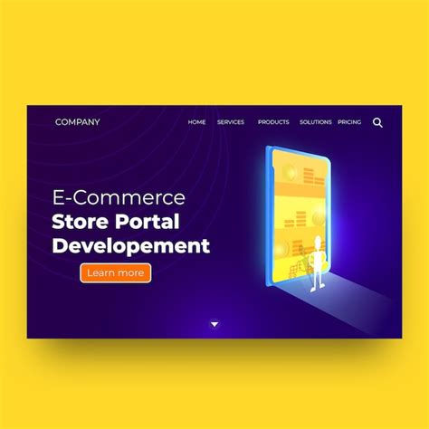 E-commerce store portal development landing page design | Premium Vector