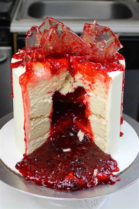 Shattered Glass Cake - Made with Edible Sugar Shards and Jam Blood