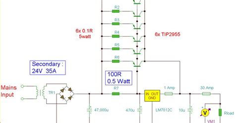 Very high current regulated power supply. This circuit require a ...