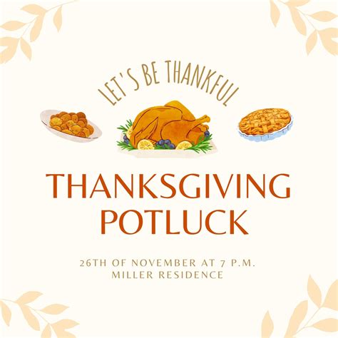 Thanksgiving Potluck Invitation