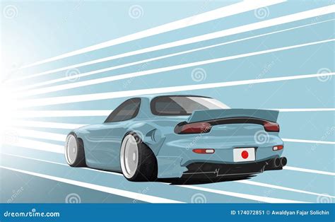 Vector Mazda RX7 Widebody Rocketbunny Stock Illustration - Illustration of stancenart, stance ...