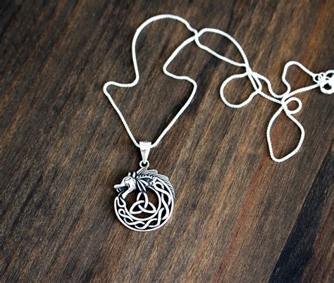 Celtic Dragon Triquetra Knot Pendant Trinity Knot Dragon | Etsy