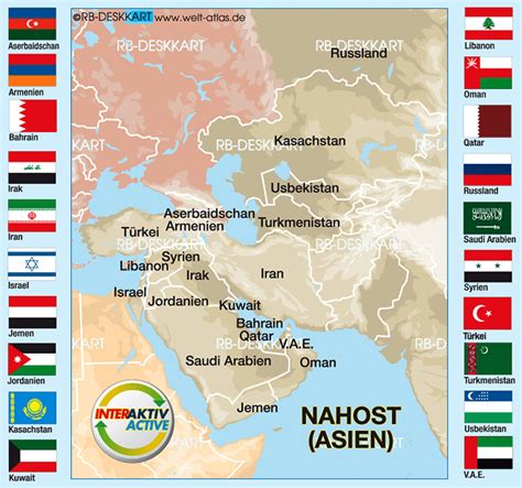 Map of Flags Middle East (Region in 20 Countries) | Welt-Atlas.de