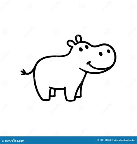 Cute cartoon hippo stock vector. Illustration of hippo - 118101700