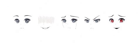 Premium Vector | Anime manga girl expressions eyes set