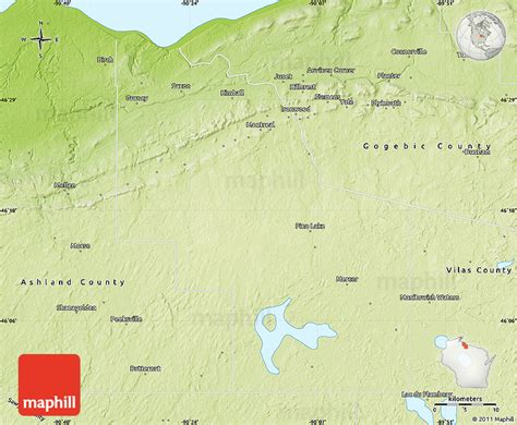 Physical Map of Iron County