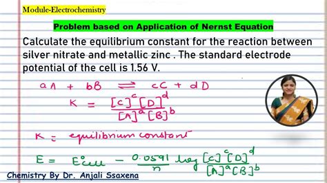 Nernst equation applications |How to calculate equilibrium constant ...