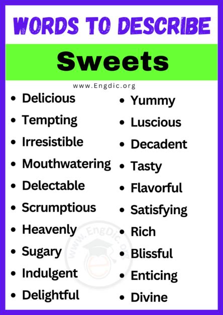 20+ Best Adjectives for Sweets, Words to Describe Sweets - EngDic