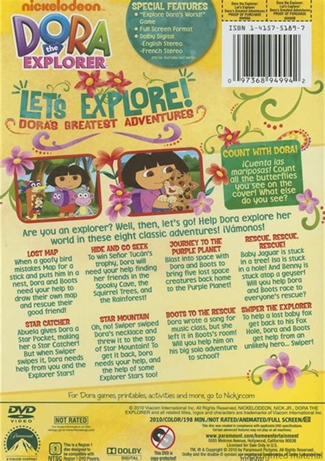 Dora The Explorer: Let's Explore! Dora's Greatest Adventures (DVD ...