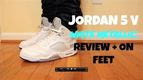 Jordan 5 V "White Metallic Silver" Review + On Feet 1080p HD - YouTube