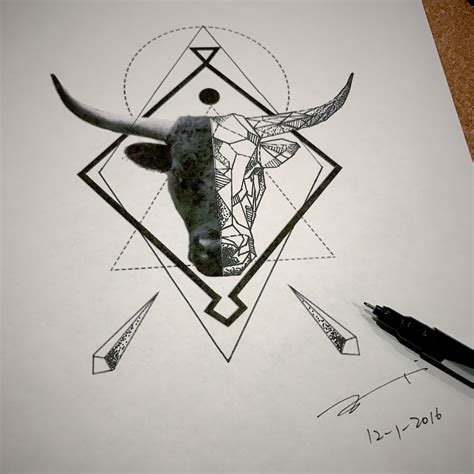 Geometric bull head tattoo design by Esther C. because there aren't a ...