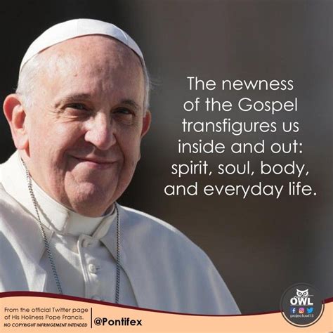 the pope is smiling and looking at the camera with a quote on it that ...