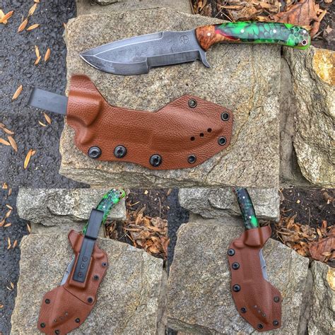 Finished Kydex sheath for my custom made tracker knife. In raptor brown with an open spine for ...