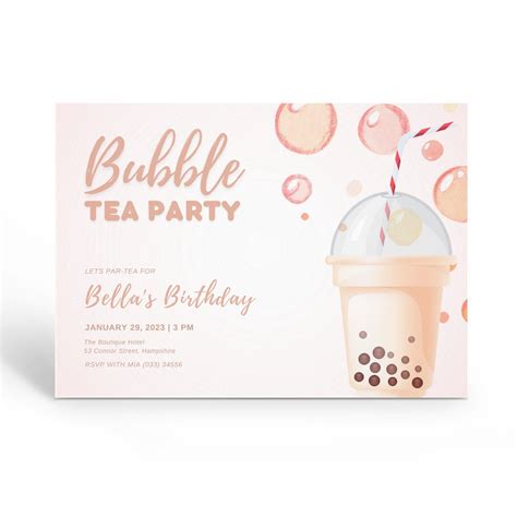 Bubble Tea Party Invitations, Printable Boba Birthday Invitation, Bubble Tea Invitations, Boba ...