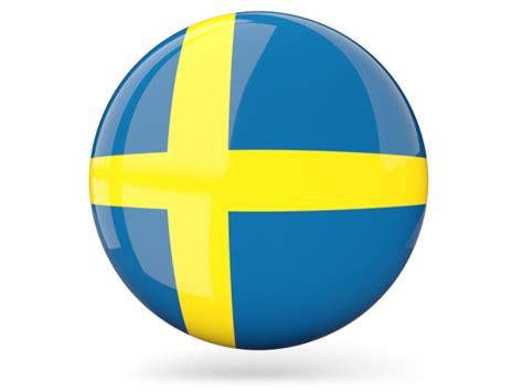 Glossy round icon. Illustration of flag of Sweden