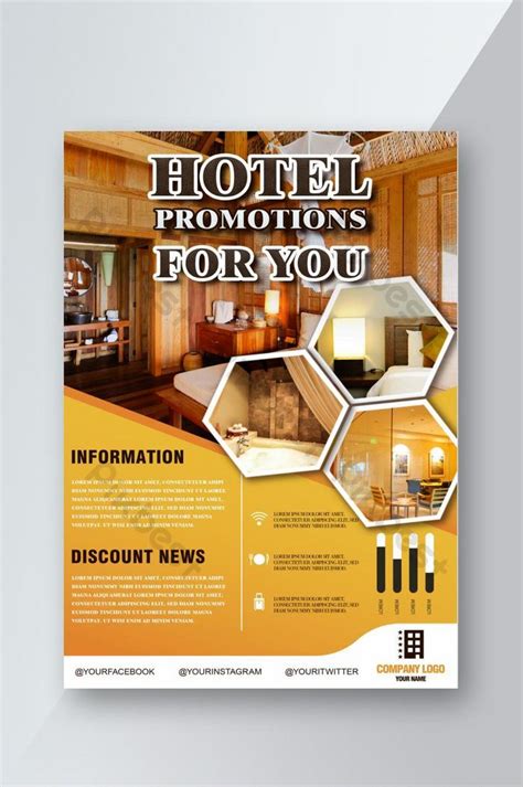 Yellow geometric hotel promotion poster | PSD Free Download - Pikbest