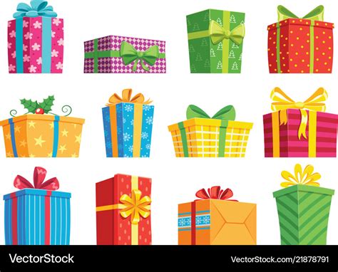 Cartoon gift box christmas presents gifting Vector Image