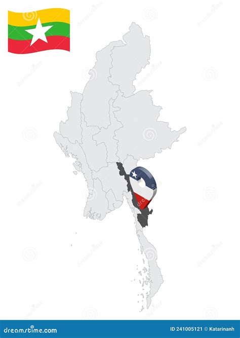 Location Of Kayin State On Map Myanmar. 3d Kayin Flag Map Marker ...