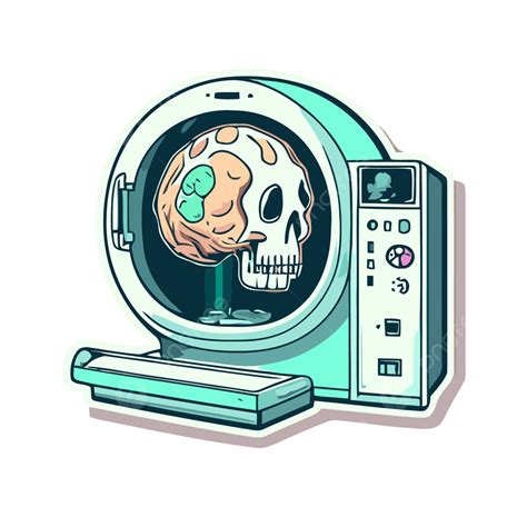 Sticker That Shows A Skull Inside Of A Medical Machine Vector Clipart, Ct Scan, Ct Scan Clipart ...