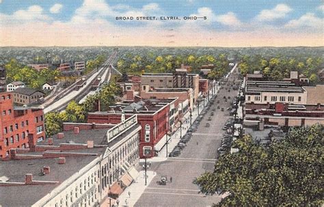 Elyria Ohio~Broad Street~Storefronts~Ohio Public Service Co~1945 Linen ...