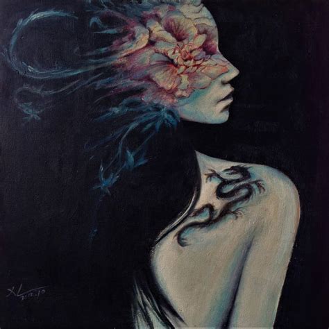 The Girl with Dragon Tattoo Painting by Lincey Liu | Saatchi Art