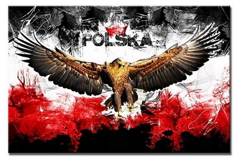 OBRAZ ABSTRAKCJA POLSKA ORZEŁ GODŁO FLAGA kibica 8376981592 - Allegro.pl